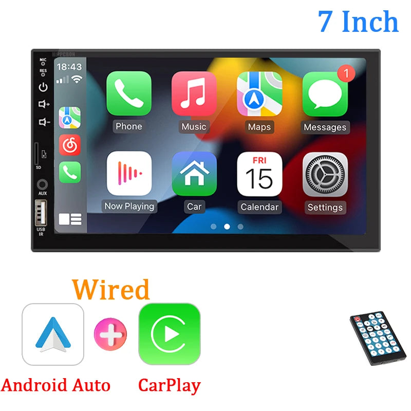 Rádio Android 7" com CarPlay e Bluetooth