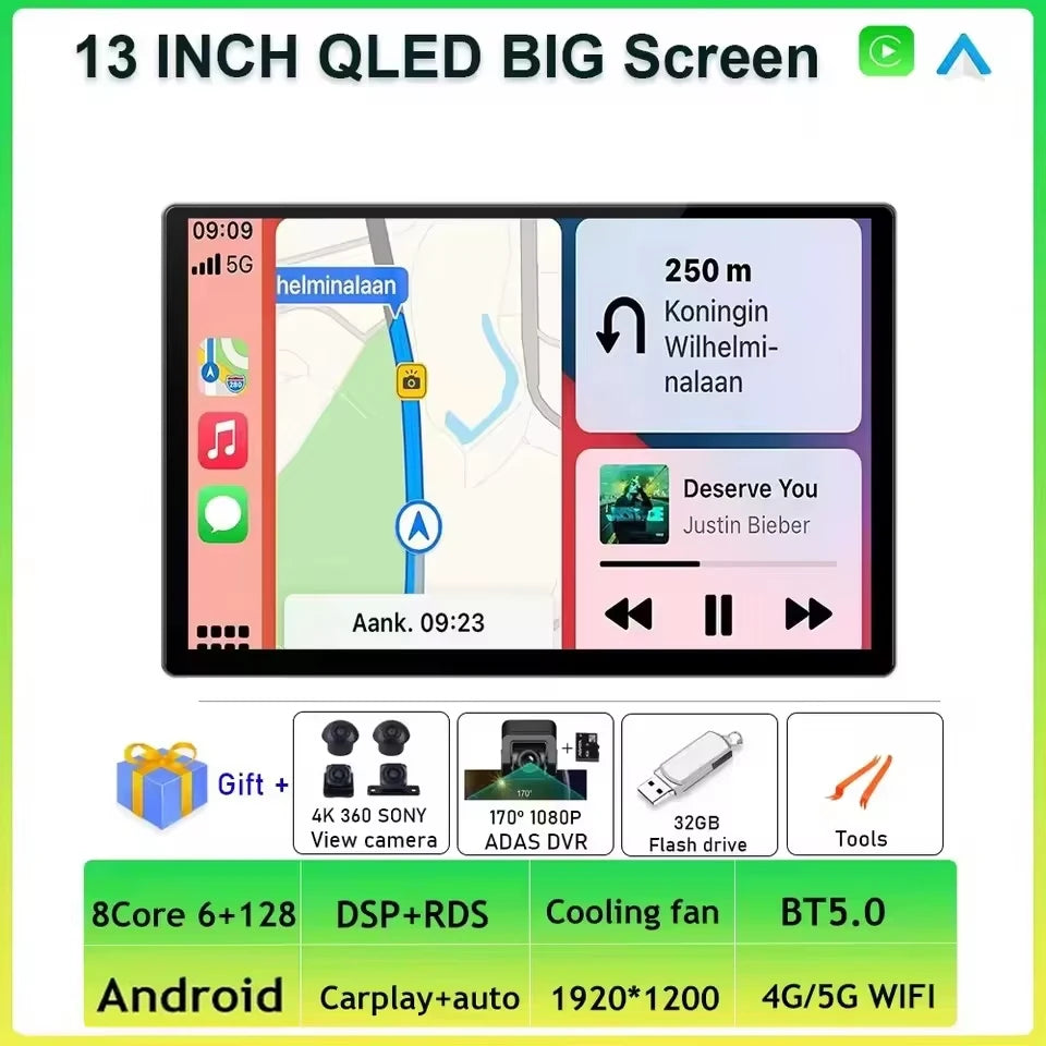 Rádio Android 13.3" Ecrã Grande
