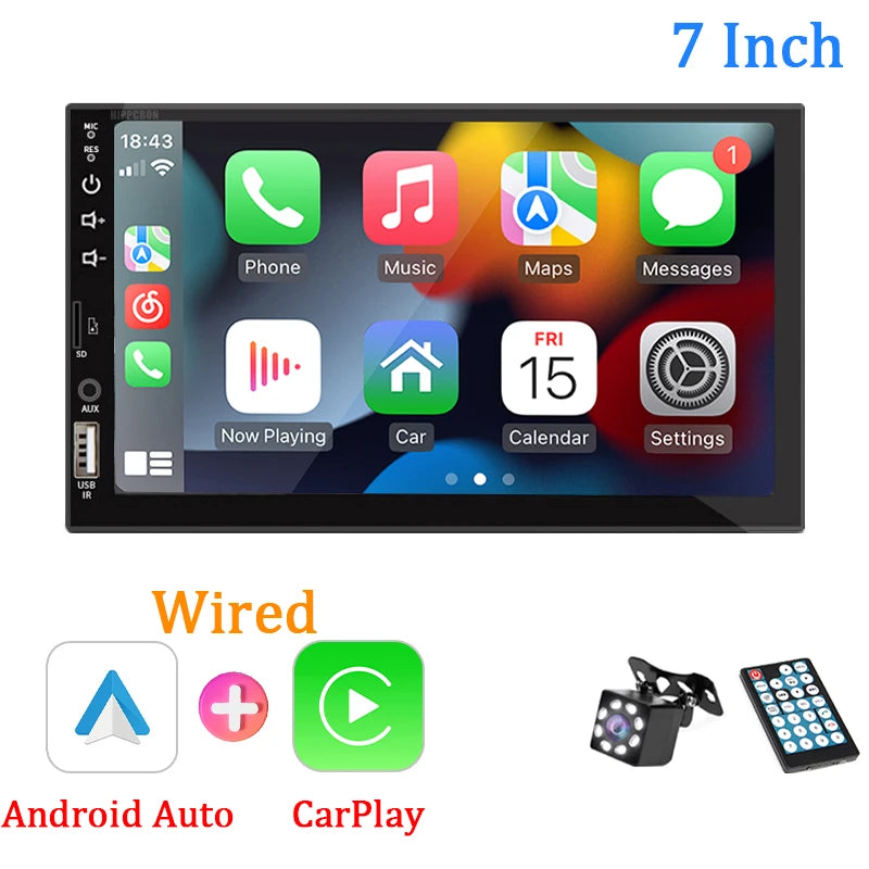Rádio Android 7" com CarPlay e Bluetooth