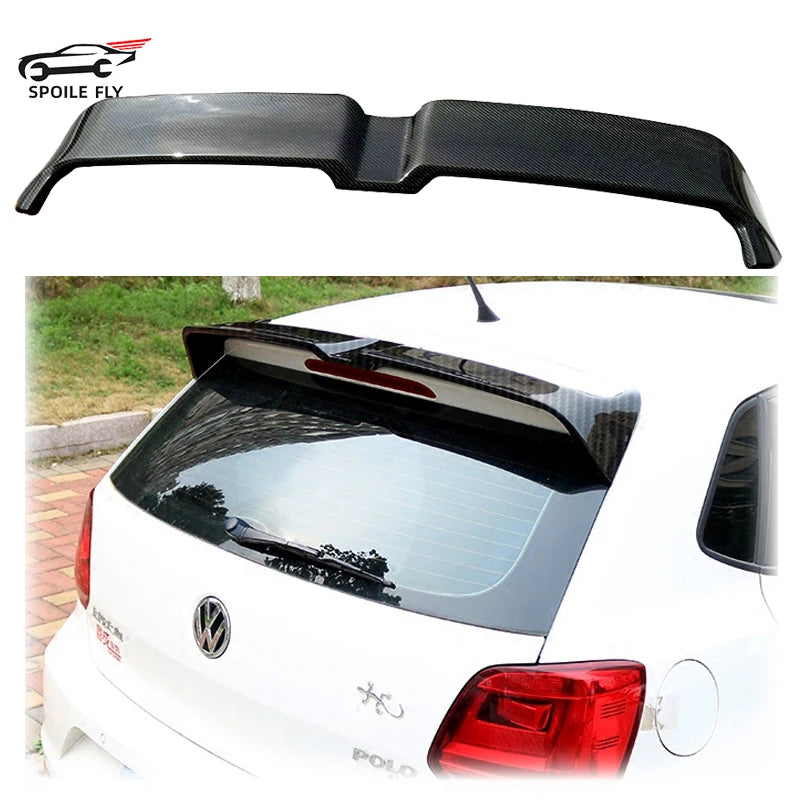 Spoiler em Fibra de Carbono Preto Brilhante para VW Polo 6R 2011-2018