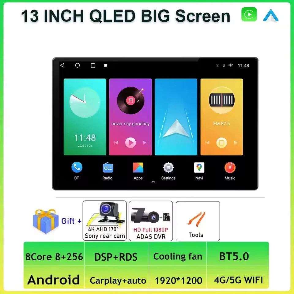 Rádio Android 13.3" Ecrã Grande