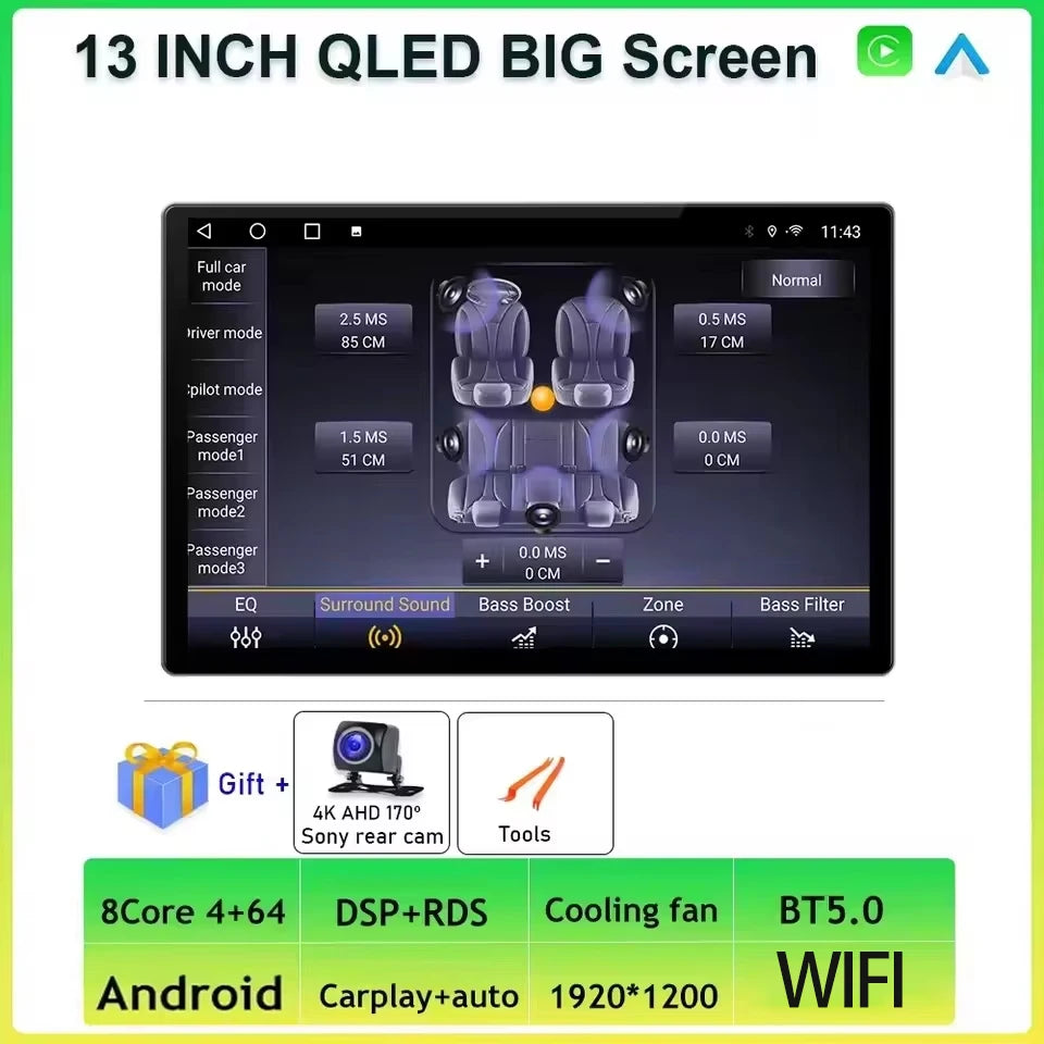 Rádio Android 13.3" Ecrã Grande