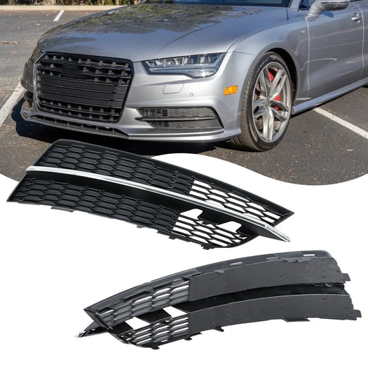 Car Front Bumper Grille Accessories For Audi A7 S7 2015 2016-2018 Sports Version Fog Light Frame Daytime Running Light Cover