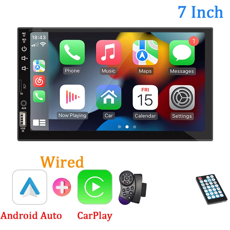 Rádio Android 7" com CarPlay e Bluetooth