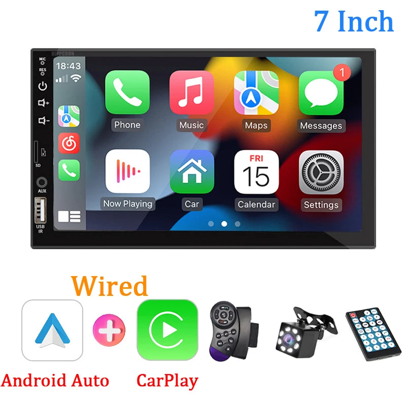 Rádio Android 7" com CarPlay e Bluetooth