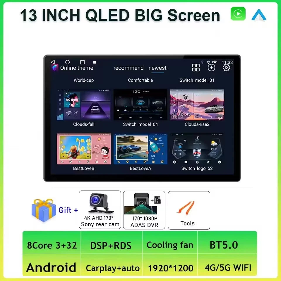Rádio Android 13.3" Ecrã Grande