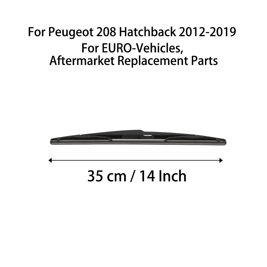 Escova e Braço do Limpa-Vidros Traseiro para Peugeot 208 Hatchback 2012-2019