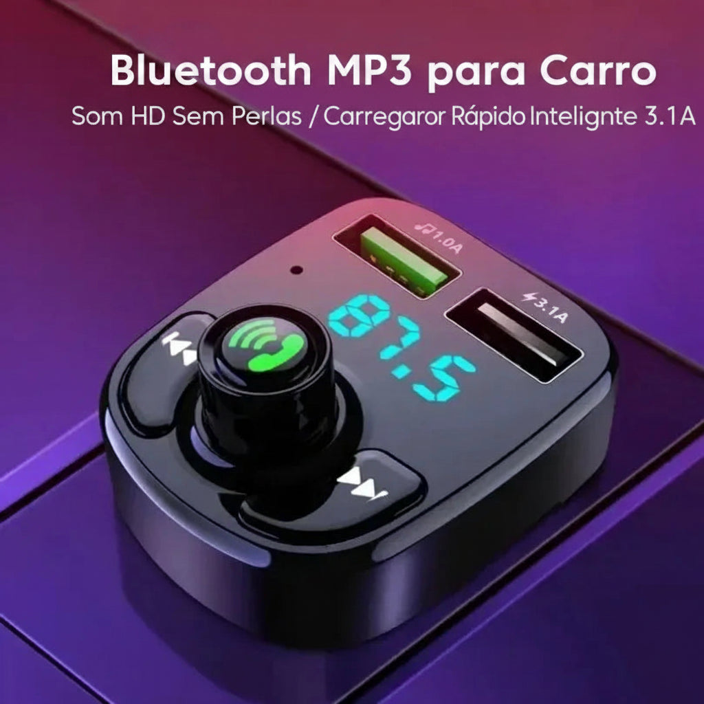 Bluetooth 5.0 LED MP3 Car Bluetooth FM Audio Receiver Hands-Free Transmitter 2.1A 3.1A QC3.0 PD Type C Dual USB Car kit Charger