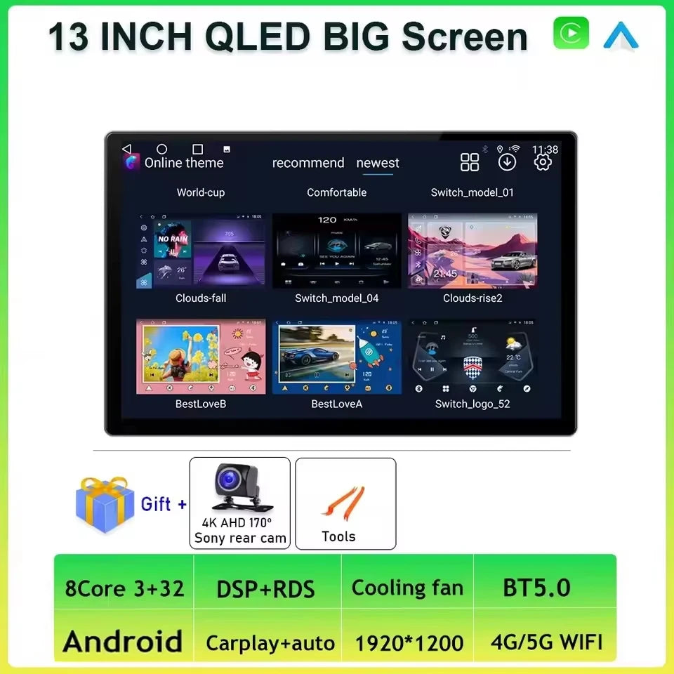 Rádio Android 13.3" Ecrã Grande