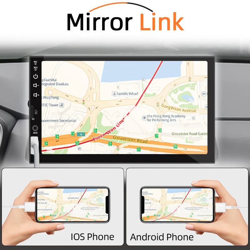Rádio Android 7" com CarPlay e Bluetooth