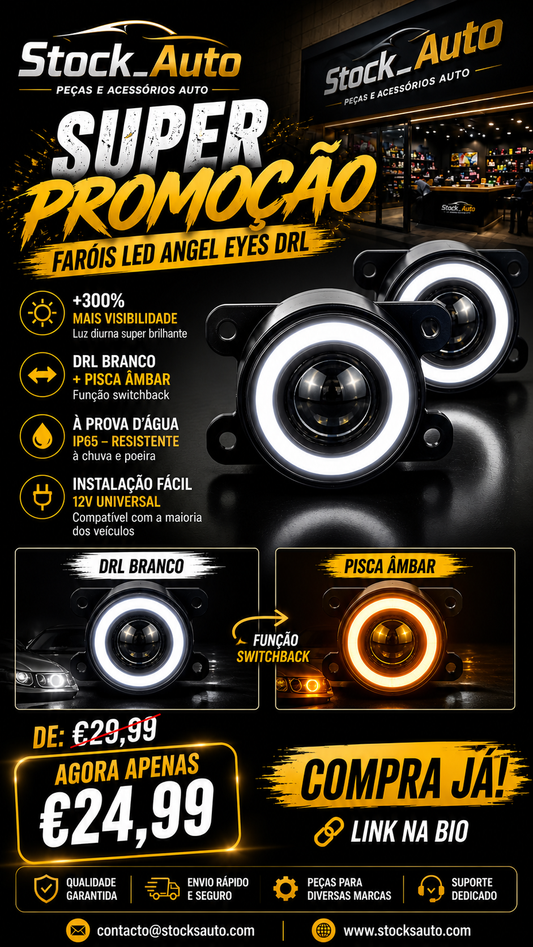Faróis LED COB Angel Eyes (Par)